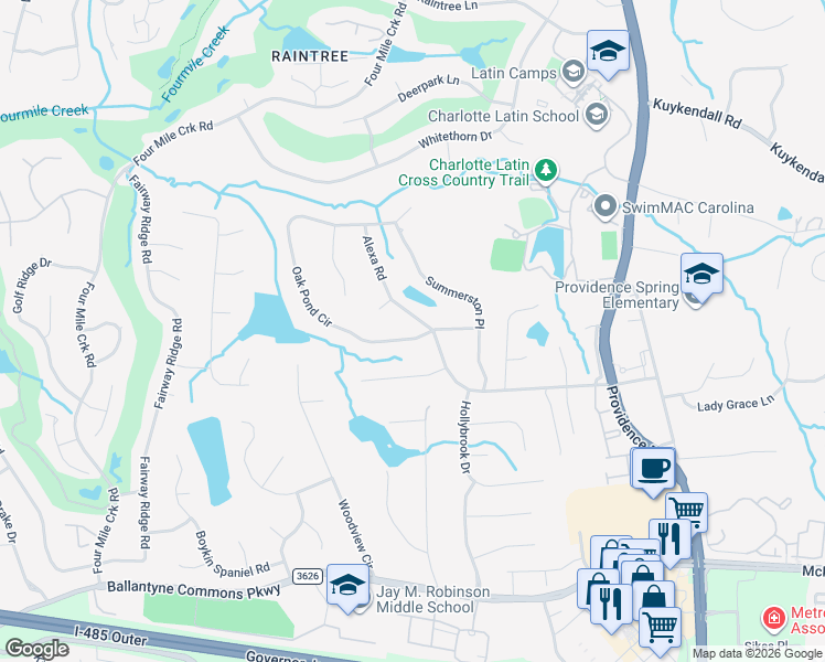 map of restaurants, bars, coffee shops, grocery stores, and more near in Charlotte