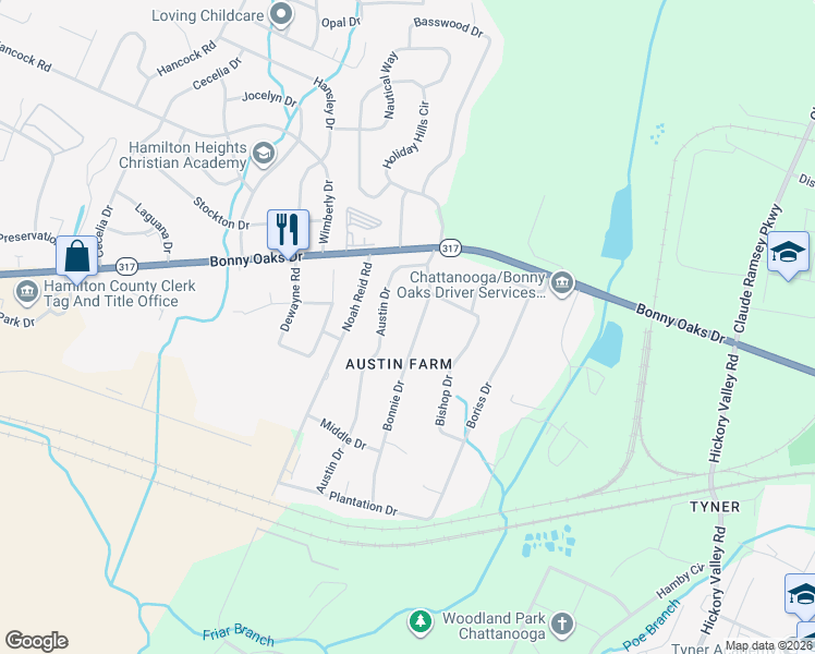 map of restaurants, bars, coffee shops, grocery stores, and more near in Chattanooga