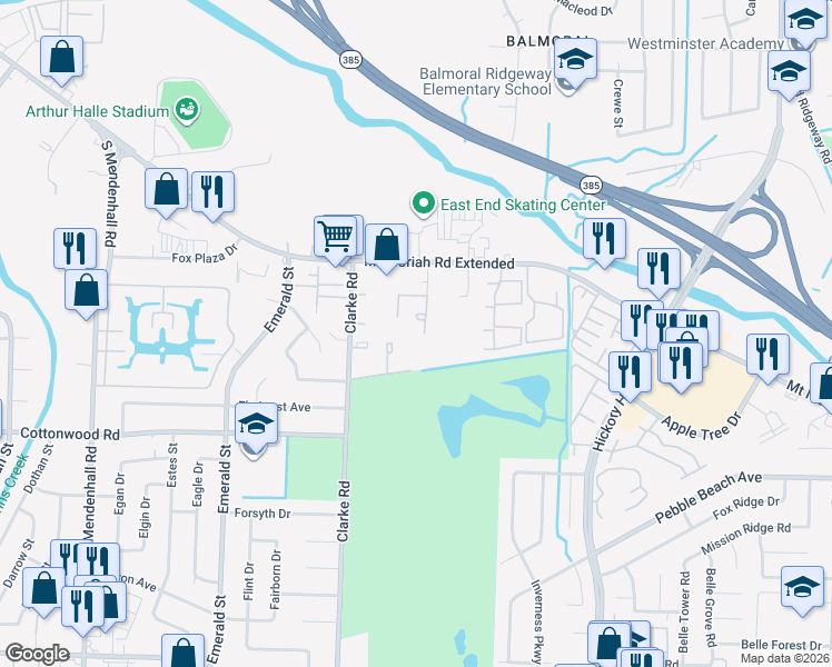 map of restaurants, bars, coffee shops, grocery stores, and more near 2835 Sonora Drive in Memphis