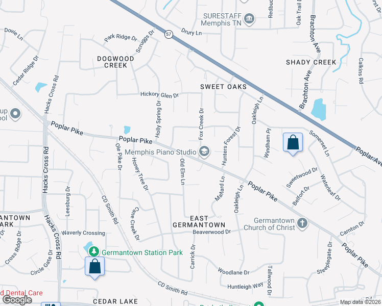 map of restaurants, bars, coffee shops, grocery stores, and more near 8411 Sandy Berry Cove in Germantown