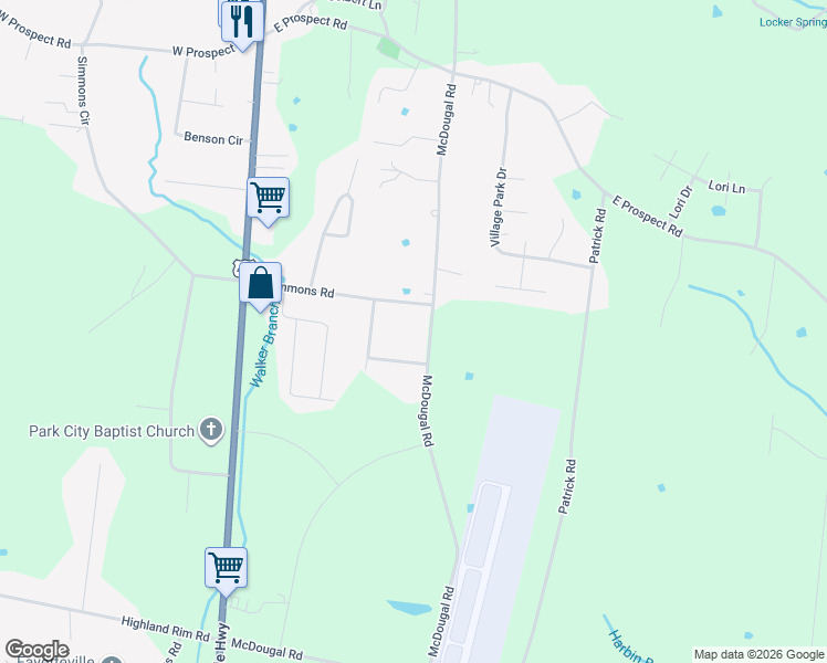 map of restaurants, bars, coffee shops, grocery stores, and more near 117 McDougal Rd in Fayetteville