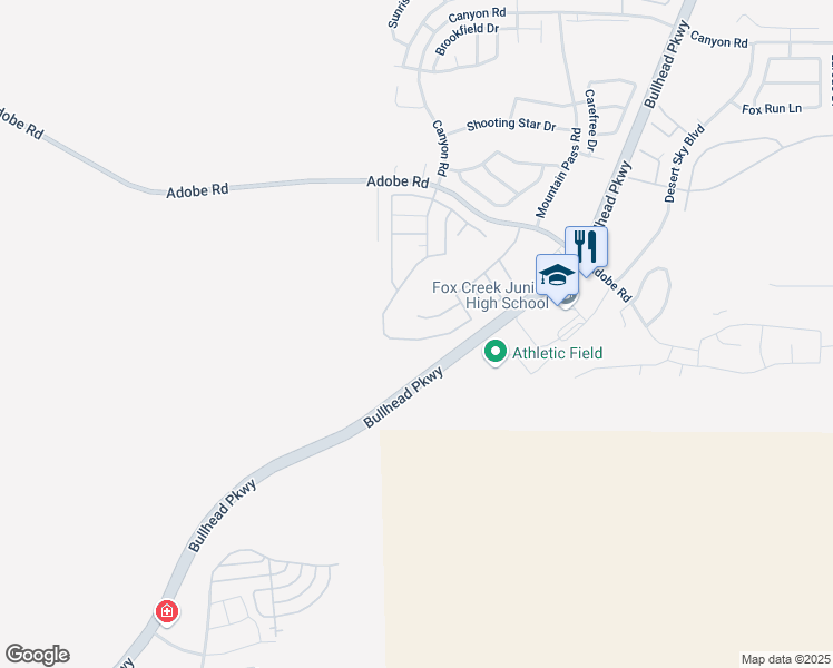 map of restaurants, bars, coffee shops, grocery stores, and more near 2350 Adobe Road in Bullhead City