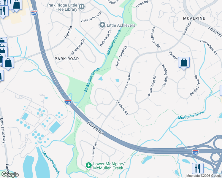 map of restaurants, bars, coffee shops, grocery stores, and more near in Charlotte