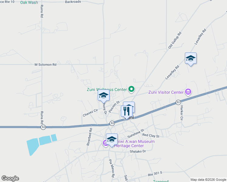 map of restaurants, bars, coffee shops, grocery stores, and more near in Zuni