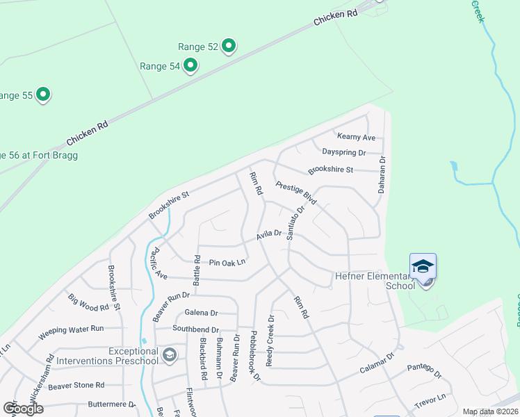 map of restaurants, bars, coffee shops, grocery stores, and more near 6725 Pin Oak Lane in Fayetteville