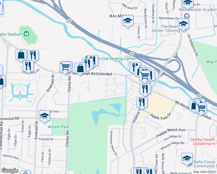 map of restaurants, bars, coffee shops, grocery stores, and more near 2791 John Sikes Drive in Memphis