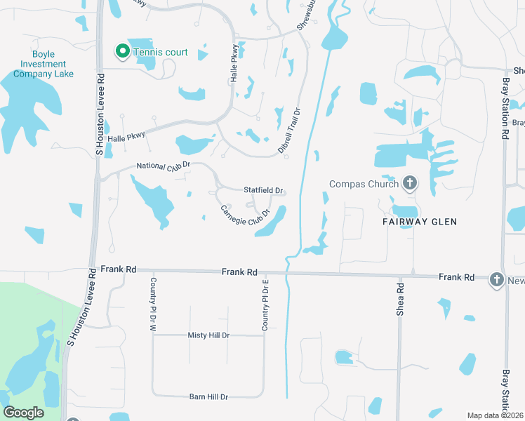 map of restaurants, bars, coffee shops, grocery stores, and more near 10303 Carnegie Club Drive in Collierville