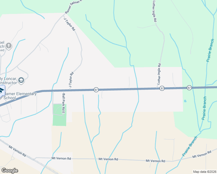 map of restaurants, bars, coffee shops, grocery stores, and more near 3233 Tennessee 57 in Ramer