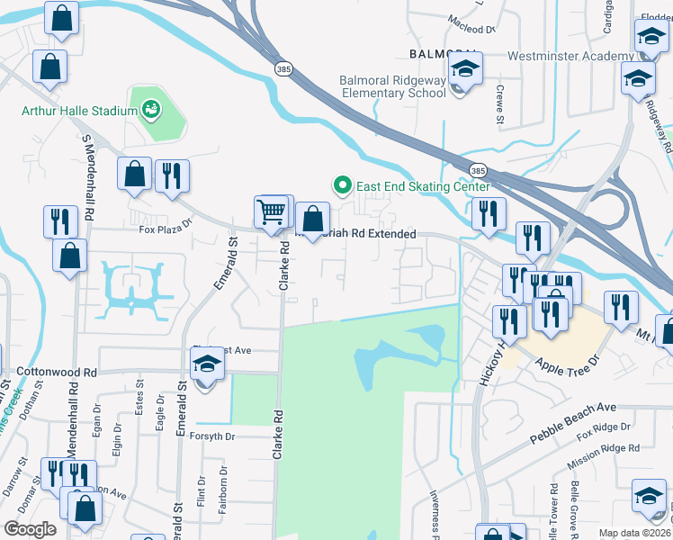 map of restaurants, bars, coffee shops, grocery stores, and more near 2763 Sonora Drive in Memphis