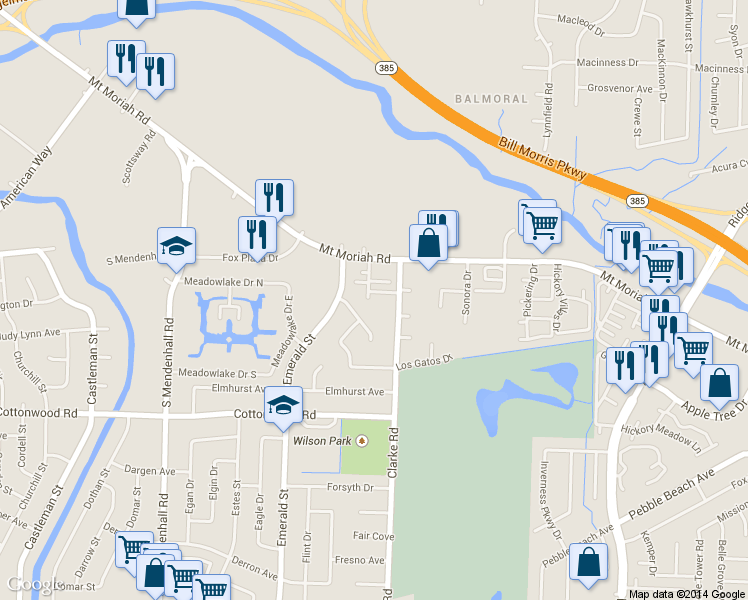 map of restaurants, bars, coffee shops, grocery stores, and more near 2777 Carol Trace Walk in Memphis