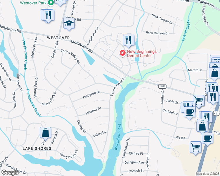 map of restaurants, bars, coffee shops, grocery stores, and more near 544 Old Farm Road in Fayetteville