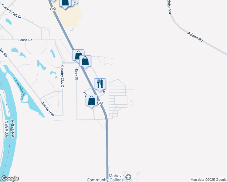 map of restaurants, bars, coffee shops, grocery stores, and more near Blueberry Lane in Bullhead City