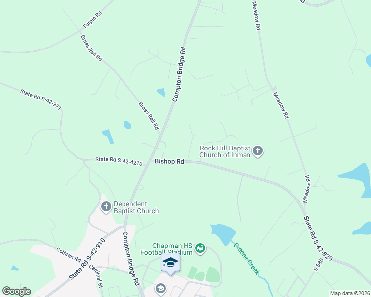 map of restaurants, bars, coffee shops, grocery stores, and more near 2920 Bishop Road in Inman