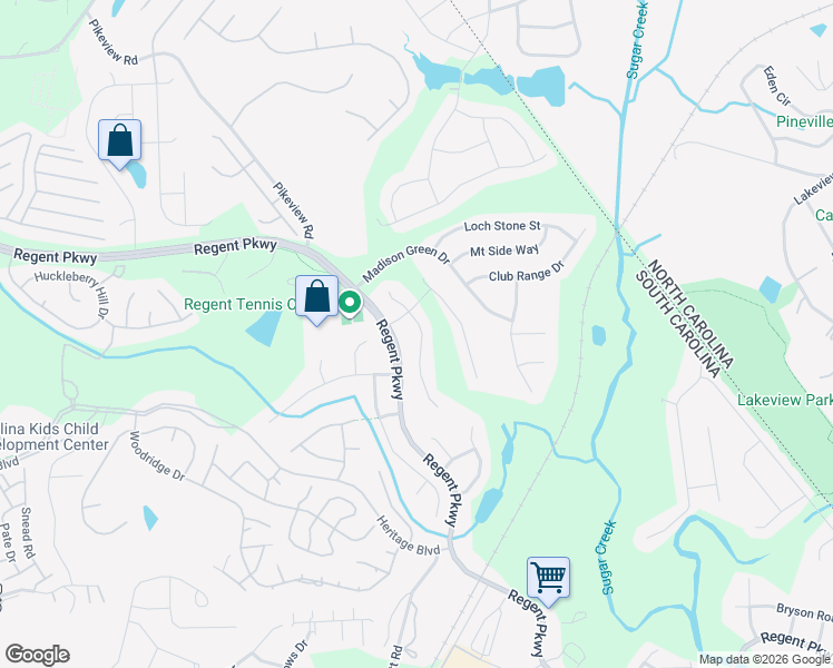map of restaurants, bars, coffee shops, grocery stores, and more near 3056 Cedric Court in Fort Mill
