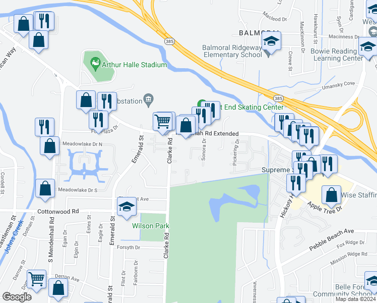 map of restaurants, bars, coffee shops, grocery stores, and more near 2761 Mojave Place in Memphis