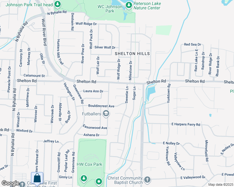 map of restaurants, bars, coffee shops, grocery stores, and more near 280 Joel Cove in Collierville