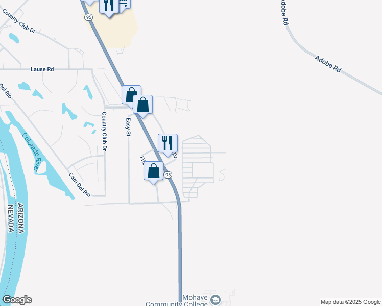 map of restaurants, bars, coffee shops, grocery stores, and more near Blueberry Lane in Bullhead City