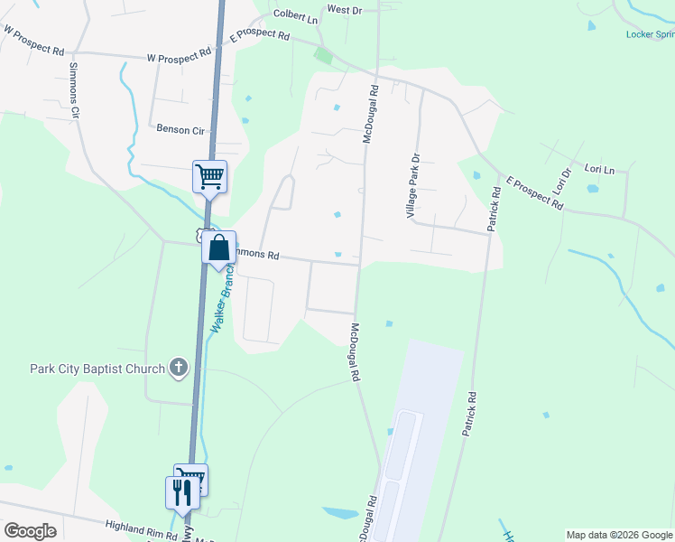 map of restaurants, bars, coffee shops, grocery stores, and more near 117 McDougal Road in Fayetteville