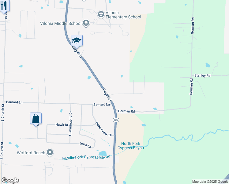 map of restaurants, bars, coffee shops, grocery stores, and more near 6 Kristen Drive in Vilonia