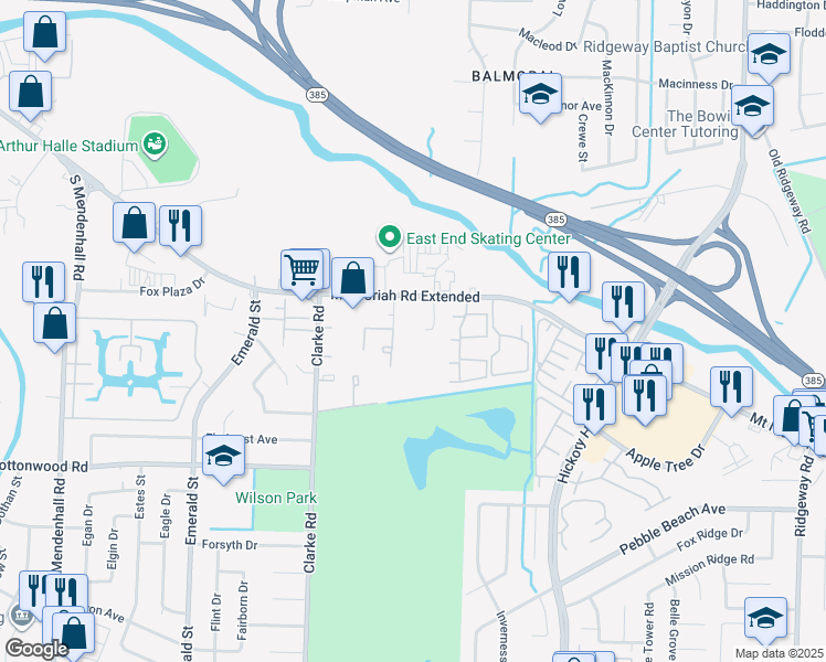 map of restaurants, bars, coffee shops, grocery stores, and more near 2763 Sonora Drive in Memphis