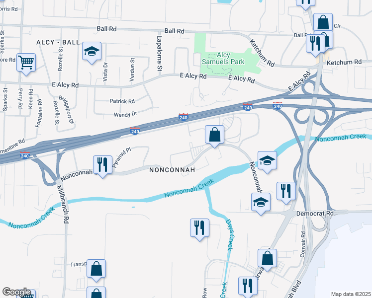 map of restaurants, bars, coffee shops, grocery stores, and more near in Memphis