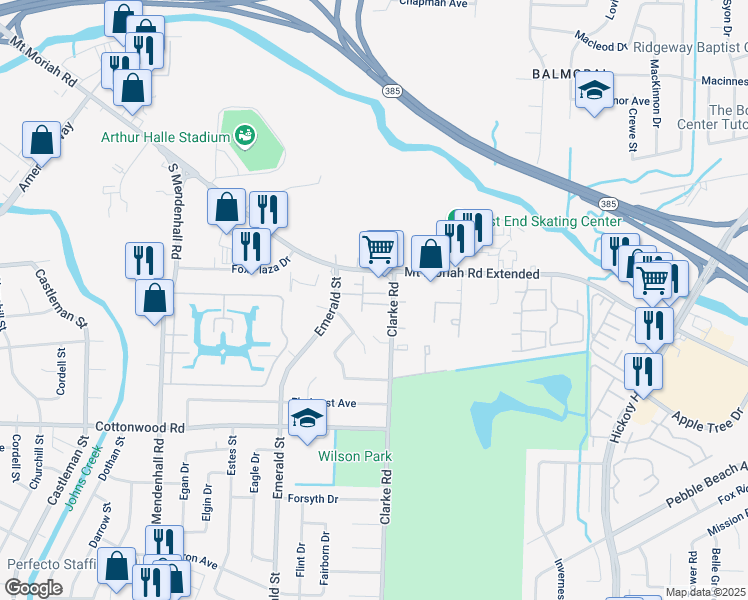map of restaurants, bars, coffee shops, grocery stores, and more near 2777 Carol Trace Walk in Memphis