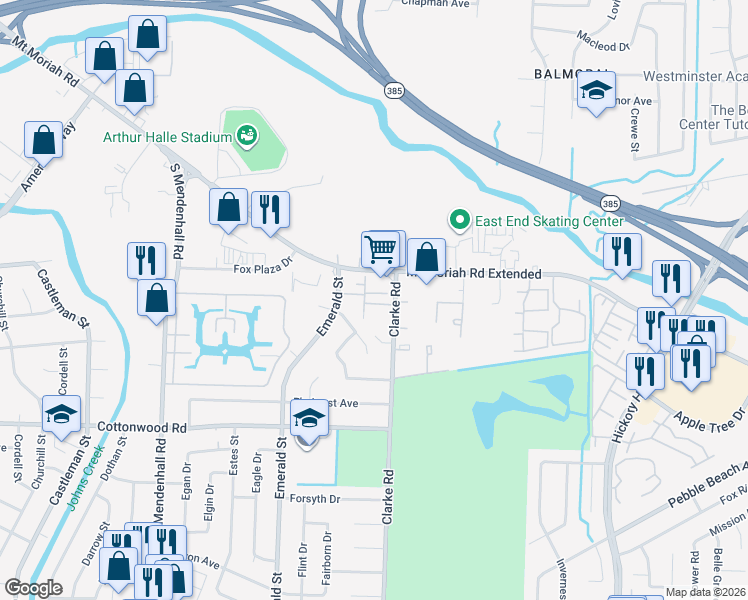 map of restaurants, bars, coffee shops, grocery stores, and more near 2777 Carol Trace Walk in Memphis