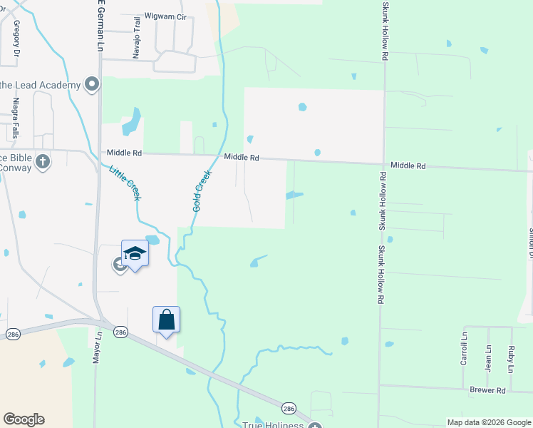 map of restaurants, bars, coffee shops, grocery stores, and more near 52 Middle Road in Conway