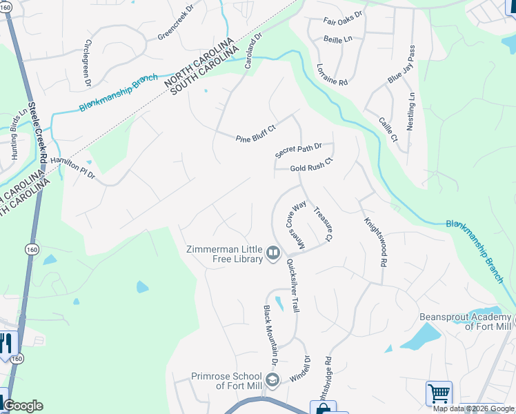 map of restaurants, bars, coffee shops, grocery stores, and more near 938 Castlewatch Drive in Fort Mill