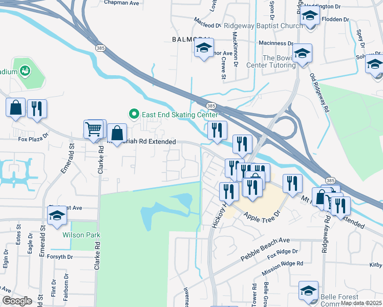 map of restaurants, bars, coffee shops, grocery stores, and more near 2755 Hickory Point Cove in Memphis