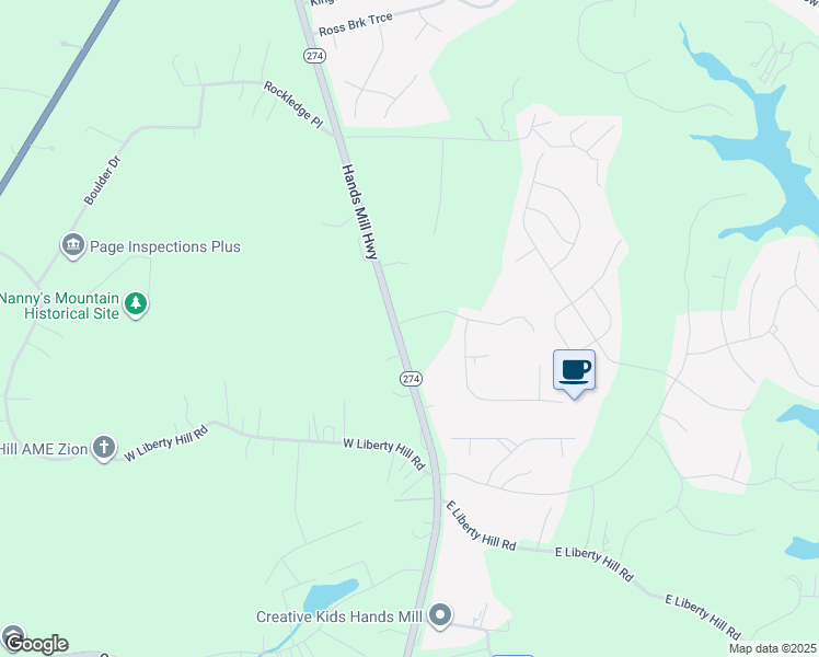 map of restaurants, bars, coffee shops, grocery stores, and more near 3452 Hands Mill Highway in York