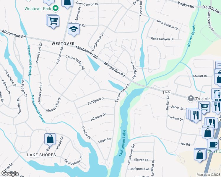 map of restaurants, bars, coffee shops, grocery stores, and more near 525 Old Farm Road in Fayetteville