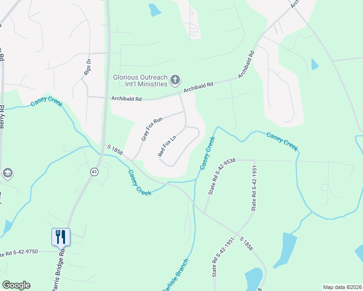 map of restaurants, bars, coffee shops, grocery stores, and more near 293 Red Fox Lane in Chesnee