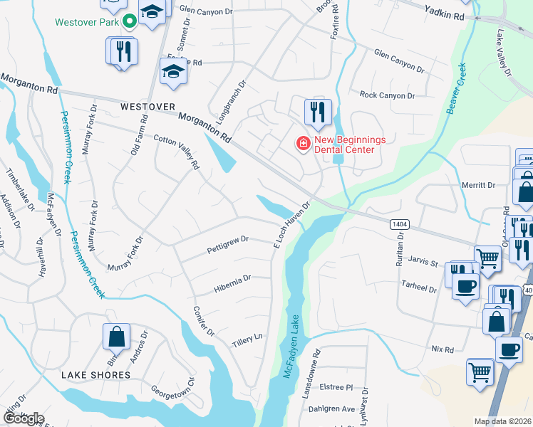 map of restaurants, bars, coffee shops, grocery stores, and more near 544 Old Farm Road in Fayetteville