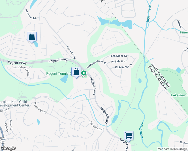 map of restaurants, bars, coffee shops, grocery stores, and more near 3056 Cedric Court in Fort Mill
