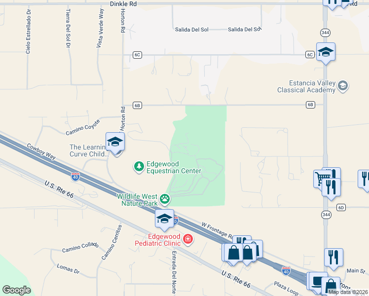 map of restaurants, bars, coffee shops, grocery stores, and more near 87 West Frontage Road in Edgewood