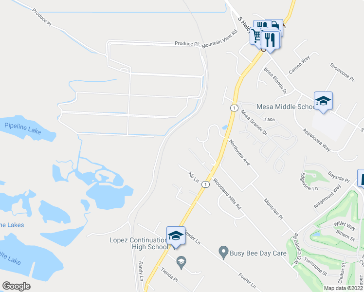 map of restaurants, bars, coffee shops, grocery stores, and more near 916 Mesa View Drive in Arroyo Grande