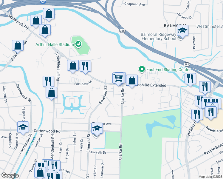 map of restaurants, bars, coffee shops, grocery stores, and more near 5588 Gates Cove in Memphis