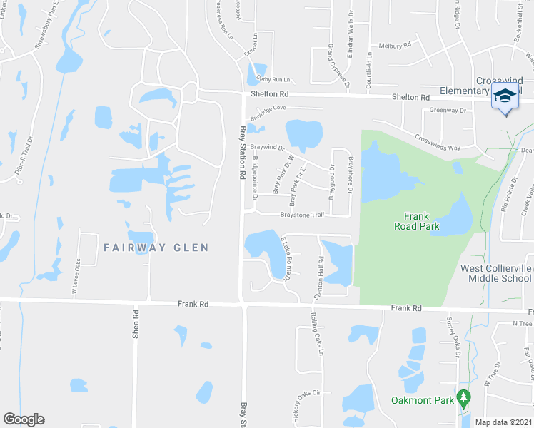 map of restaurants, bars, coffee shops, grocery stores, and more near 1246 Braystone Trail in Collierville