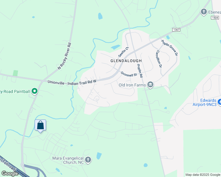 map of restaurants, bars, coffee shops, grocery stores, and more near 2355 Balting Glass Drive in Indian Trail