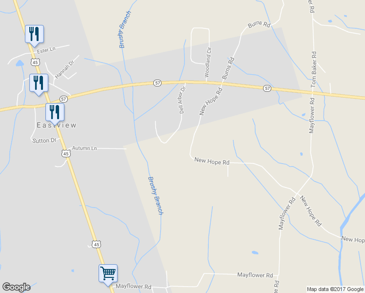 map of restaurants, bars, coffee shops, grocery stores, and more near 345 New Hope Road in Ramer