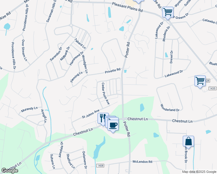 map of restaurants, bars, coffee shops, grocery stores, and more near 3029 Ivy Brook Place in Stallings