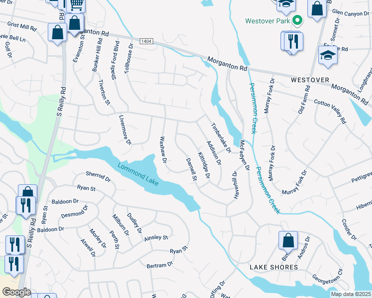 map of restaurants, bars, coffee shops, grocery stores, and more near 7048 Darnell Street in Fayetteville