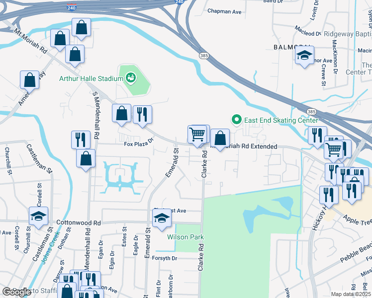 map of restaurants, bars, coffee shops, grocery stores, and more near 5588 Gates Cove in Memphis