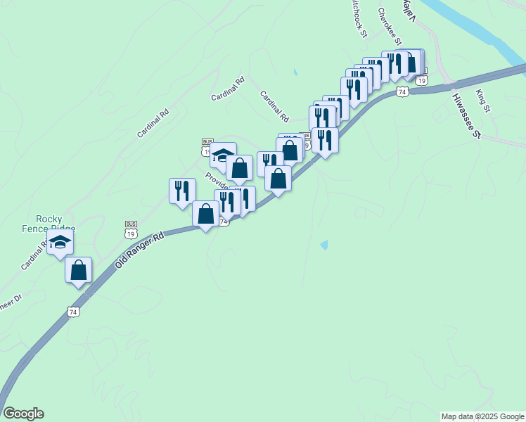 map of restaurants, bars, coffee shops, grocery stores, and more near 1151 U.S. 64 in Murphy