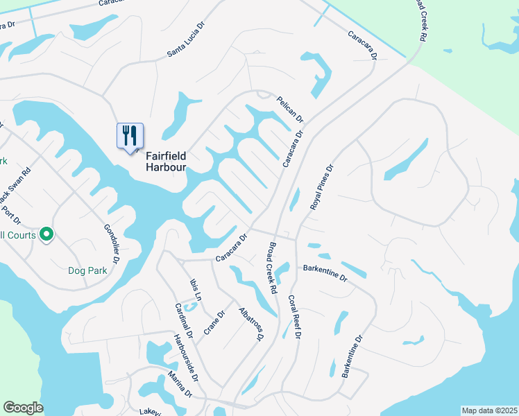 map of restaurants, bars, coffee shops, grocery stores, and more near 6126 Castleton Court in New Bern
