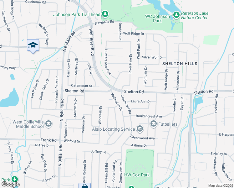 map of restaurants, bars, coffee shops, grocery stores, and more near 481 Shelton Road in Collierville