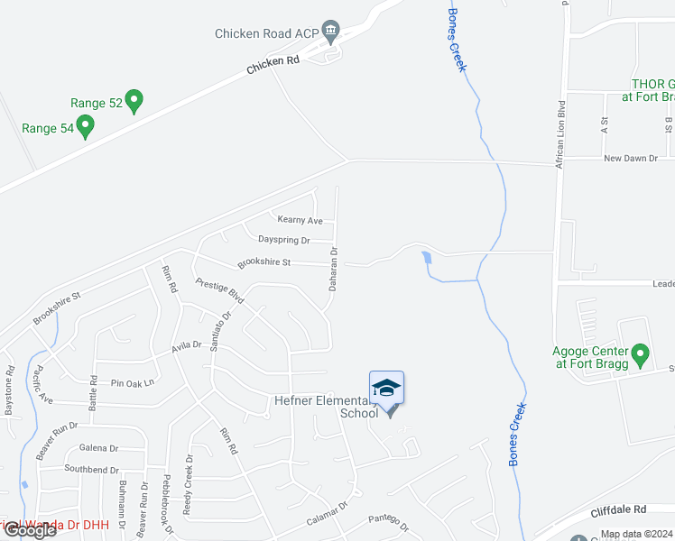map of restaurants, bars, coffee shops, grocery stores, and more near 675 Daharan Drive in Fayetteville