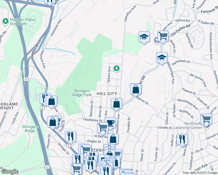 map of restaurants, bars, coffee shops, grocery stores, and more near 28 Sawyer Street in Chattanooga
