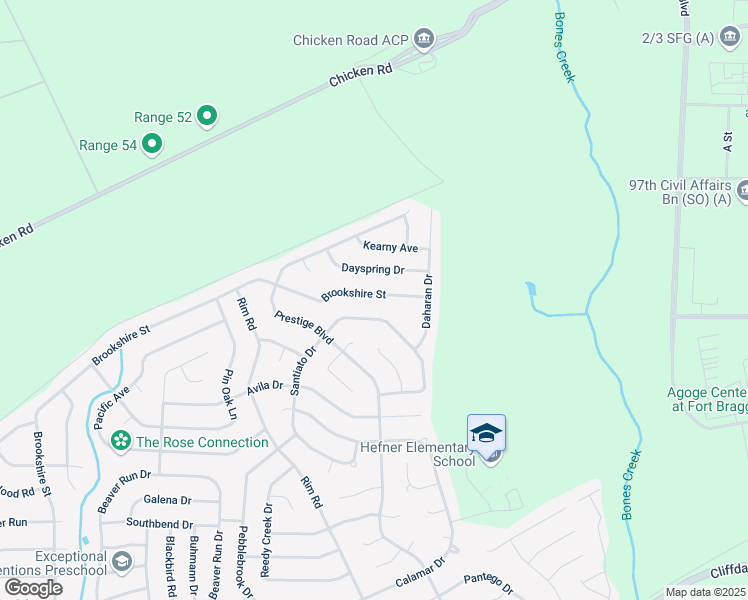 map of restaurants, bars, coffee shops, grocery stores, and more near 6405 Brookshire Street in Fayetteville